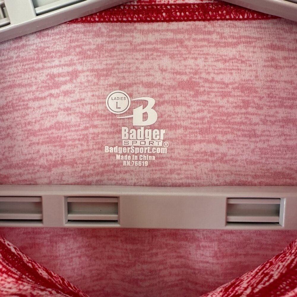 BADGER SPORT WOMEN'S 1/4 ZIP LIGHTWEIGHT PULLOVER IN HEATHERED RED COLOR SIZE L - Picture 2 of 12